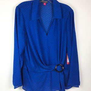 Vince Camuto Women's Long Sleeve Blouse Blue Sz M